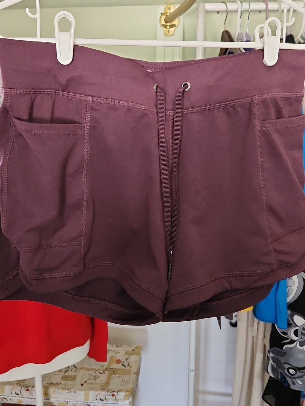 GAIAM Plum Athletic Drawstring Shorts with Side Pockets